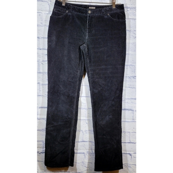 J Jill Pants Womens Corduroy Slim Leg Stretch Size 8 Black Chino Straight - Picture 1 of 9